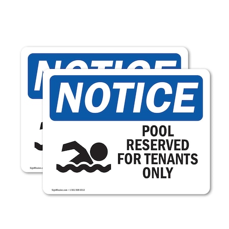 Signmission Pool Reserved For Tenants Only With Symbol, 5 in W x Rectangle, Vinyl Decal OS-2PACK-NS-D-35-L-16384
